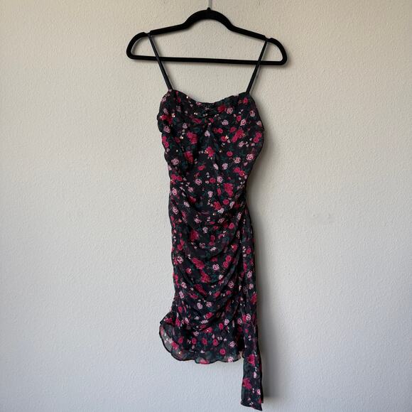 For Love & Lemons Hawn Ruched Floral Mini Dress Size S - Picture 2 of 6